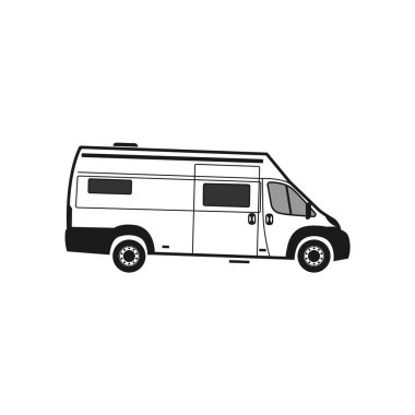 Seyahat ve turizm için gerçekçi bir karavan ikonu, aile tatili.