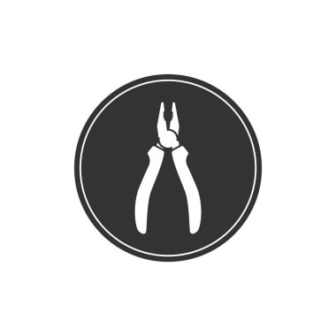 Çemberde ikon kerpeten simgesi var. Bir inşaat ve onarım şirketinin logosu.