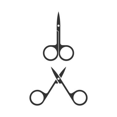 Çivi aletleri simgesi. Tırnak kesmek, şekillendirmek ve pedikür için küçük bir makas. Güzellik salonunda aletlerin dezenfekte edilmesi.