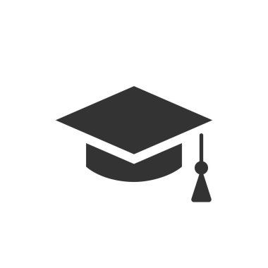 Kare akademik şapka ikonu. Enstitü ve akademilerde eğitim. Bilgi ve eğitim almak.