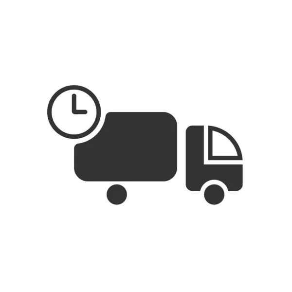 Ikona Ciężarówki Znakiem Zegara Szybka Dostawa Żywności Artykułów Spożywczych Domu — Wektor stockowy