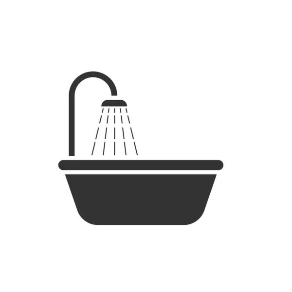 Ícone Uma Banheira Com Chuveiro Logotipo Loja Serviços Encanamento Canalização — Vetor de Stock