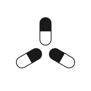 Üç kapsül tabletinin vektör simgesi. Tedavi için ilaçlar. Koronavirüs tedavisi.