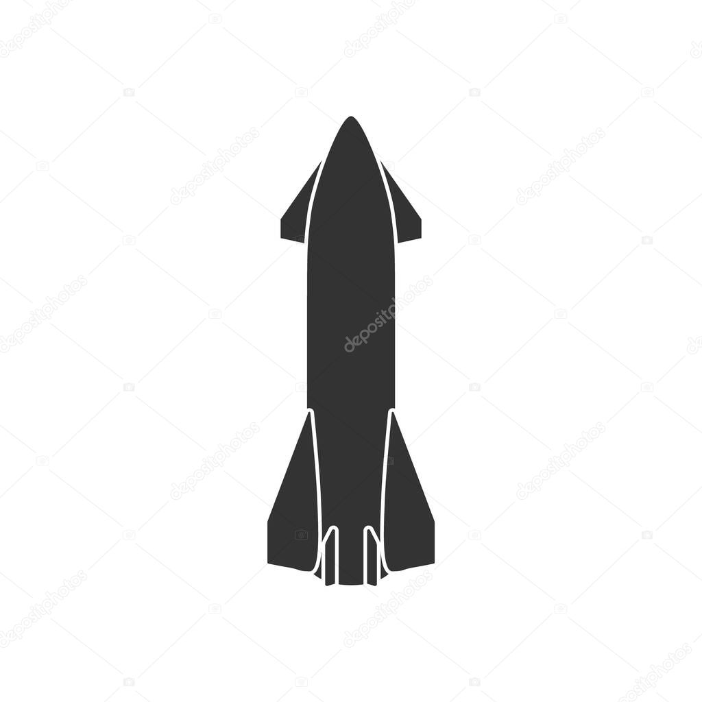 Realistic vector icon of the Starship prototype spaceship. Reusable transport system designed to transport crew and cargo into low-Earth orbit.