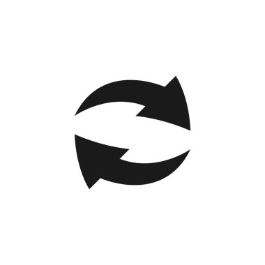 İki okun vektör simgesi. Düz dizayn. Güncelle, yeniden başlat.