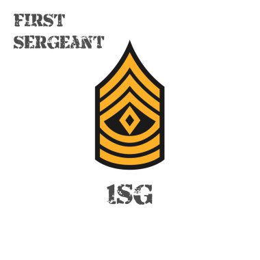 Amerikan Ordusu 'nun sembol başçavuşunun gerçekçi vektör ikonu. Açıklama ve kısaltılmış isim.