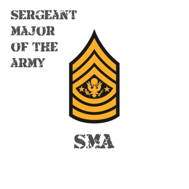 Birleşik Devletler ordusunun başçavuşunun sembolü olan gerçekçi vektör simgesi. Açıklama ve kısaltılmış isim.