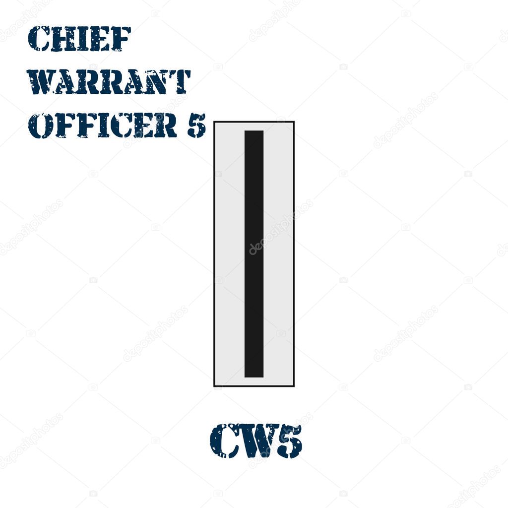 Realistic vector icon of the chevron of the Chief warrant officer 5 of the US Army. Description and abbreviated name.