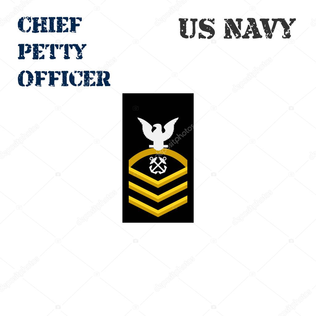 Realistic vector icon of the armband chevron of the Chief Petty Officer of the US Navy.