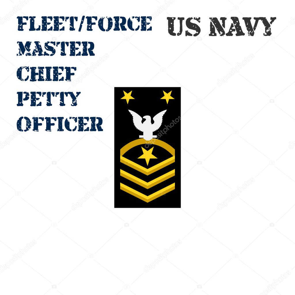 Realistic vector icon of the armband chevron of the Fleet Force Master Chief Petty Officer of the US Navy.