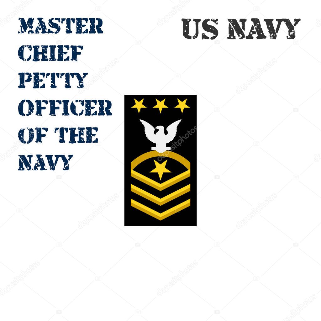 Realistic vector icon of the armband chevron of the Master Chief Petty Officer of the Navy of the US Navy.