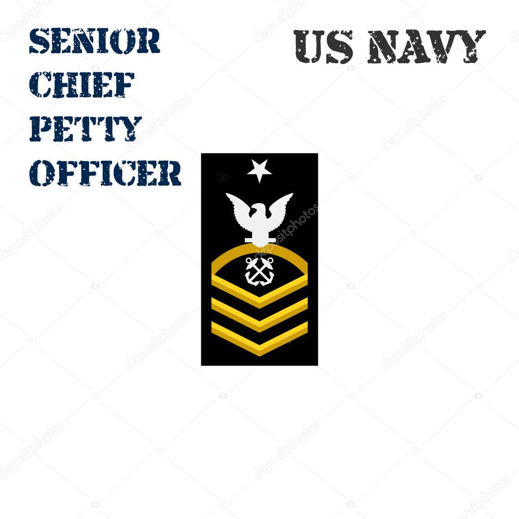 Realistic vector icon of the armband chevron of the Senior Chief Petty Officer of the US Navy.