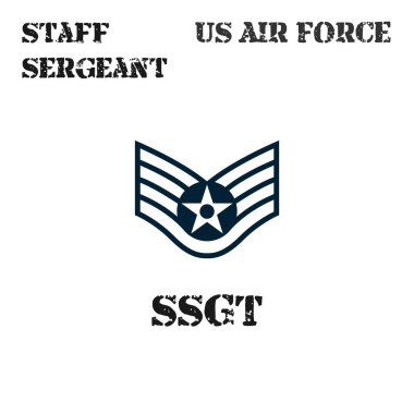 Amerikan Hava Kuvvetleri Başçavuşu 'nun kol bandının gerçekçi vektör rozeti..