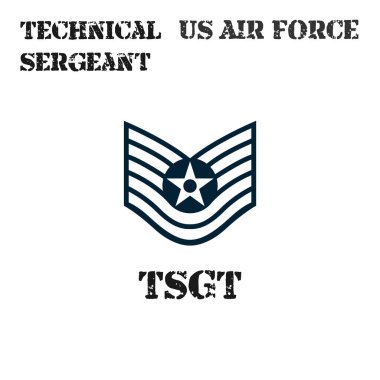 Amerikan Hava Kuvvetleri Teknik Çavuşu 'nun kol bandının gerçekçi vektör rozeti..