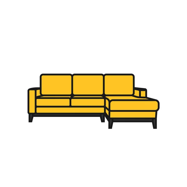 Vector Sofa Symbol Gelb Möbelverkauf — Stockvektor