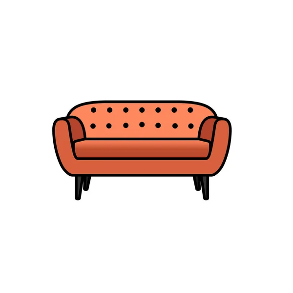 Vector Sofa Symbol Terrakottafarbe Möbelverkauf — Stockvektor