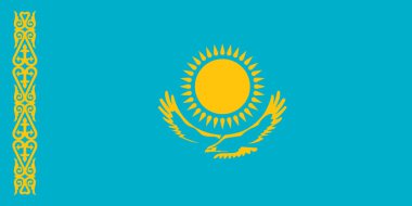Kazakistan 'ın gerçekçi vektör bayrağı. Seyahat acenteleri, tarih kitapları ve atlaslar için kullanılır. Avrupa ve Asya, seyahat.