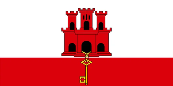 Реалистичный Векторный Флаг Гибралтара Заморская Территория Великобритании Оспариваемая Испанией Используется — стоковый вектор