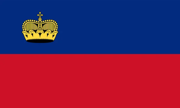 Die Realistische Vektorfahne Liechtensteins Wird Für Reisebüros Geschichtsbücher Und Atlanten — Stockvektor