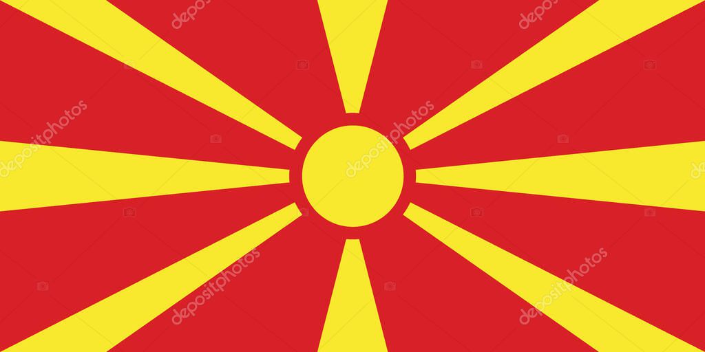 Flag Of Macedonia. Used for travel agencies, history books, and atlases. Europe, travel.