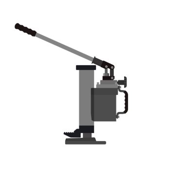 Düşük hıza sahip hidrolik krikonun vektör simgesi. Arabaları ve diğer ağır yapıları kaldırmak için bir araç. Araba servisi..