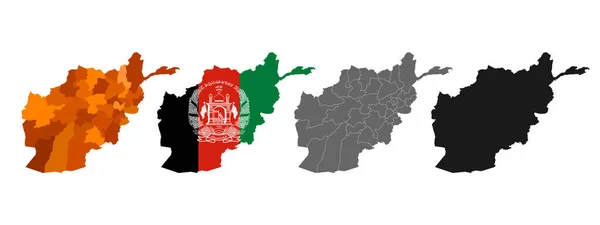 Vectorreeks Kaarten Provincies Van Afghanistan Overzicht Van Staatsgrens Een Witte — Stockvector