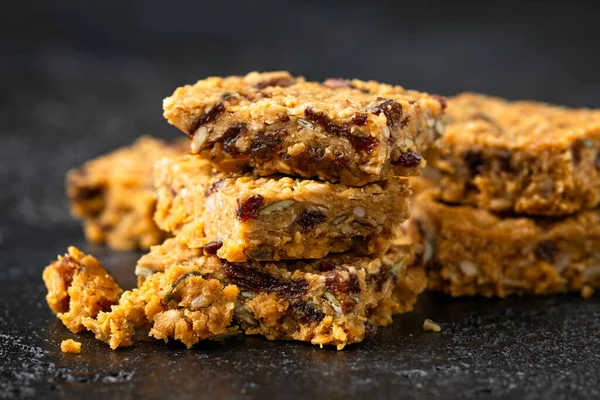 Healthy protein granola flapjack snack bars with seeds and nuts — Stock Photo, Image