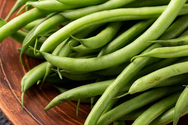 Fresh organic Green beans vegetarian food. Macro photo — Stock Photo, Image