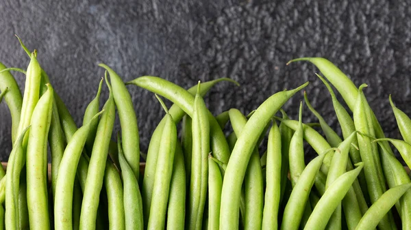 Haricots verts bio frais végétariens. Macro photo — Photo