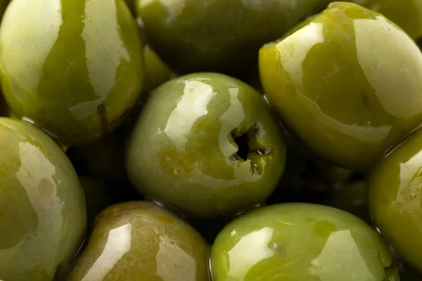 Italian green olives. Macro photo. healthy food — Stock Photo, Image