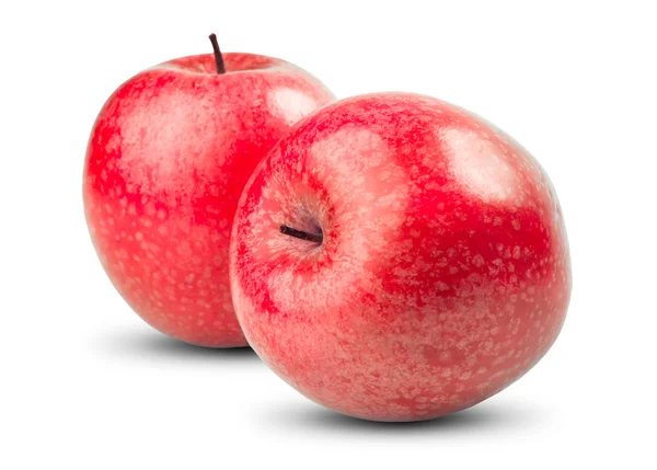 Ізольовані червоні яблука на білому тлі. Свіжі дієтичні фрукти з вітамінами . — стокове фото