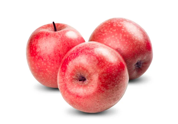 Ізольовані червоні яблука на білому тлі. Свіжі дієтичні фрукти з вітамінами . — стокове фото