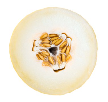 Taze sulu Honeydew kavun dilim beyaz arka plan üzerinde izole.