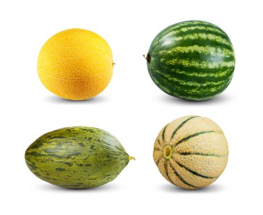 Koleksiyon kavun ve karpuz beyaz arka plan üzerinde izole ayarla