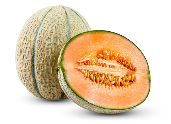 Rijp meloen Cantaloupe segment, geïsoleerd op witte achtergrond. — Stockfoto