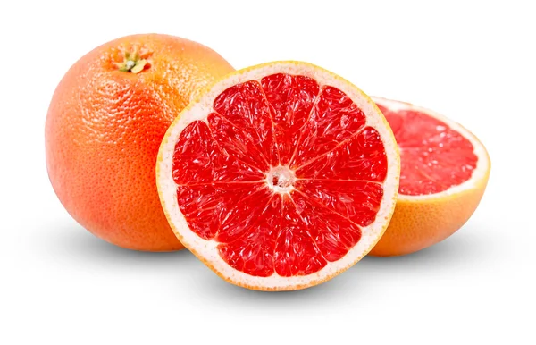 Свіжий грейпфрут з соковитим шматочком. Багатий вітаміном С ізольовано на білому тлі — стокове фото
