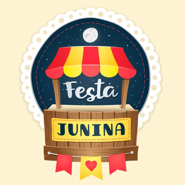 Festa Junina, brazilian june fest cute logo — Stock Vector