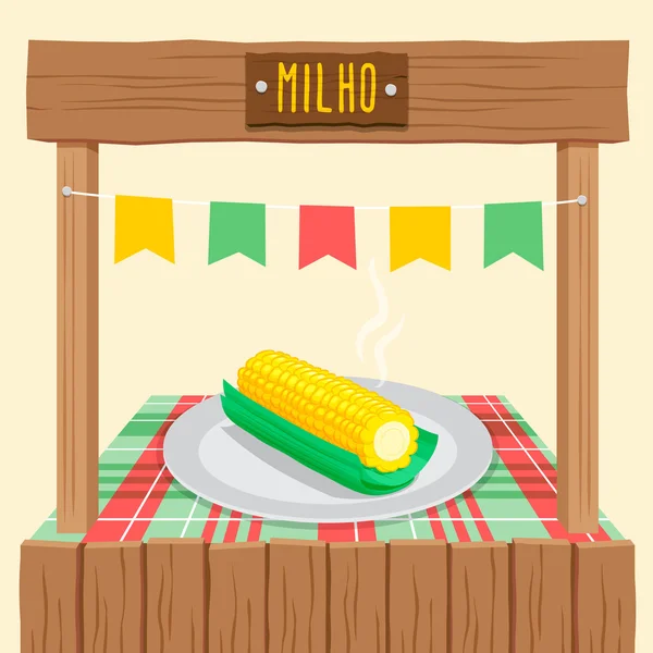 Corn Cob - Festa Junina, brailian june fest — Stock Vector