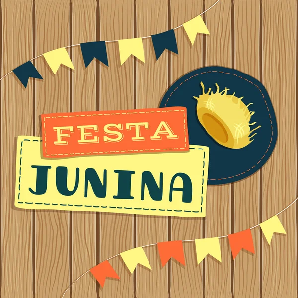 Festa Junia, brasilianska juni fest logotyp med inslag — Stock vektor