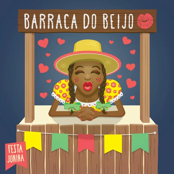 Beijo tenda (menina negra ) — Vetor de Stock