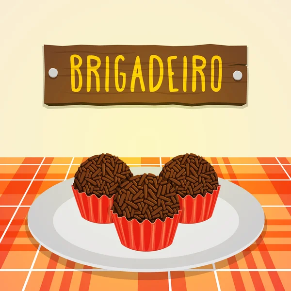 Brigadeiro - Doces brasileiros — Vetor de Stock