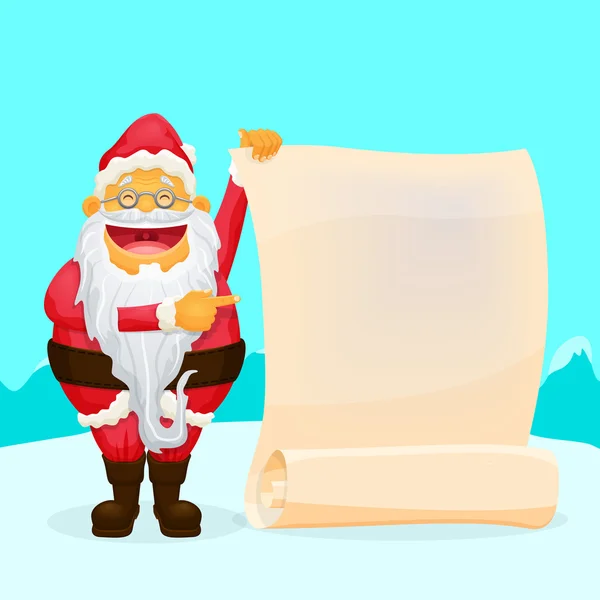 Funny Santa tenant défilement vierge — Image vectorielle