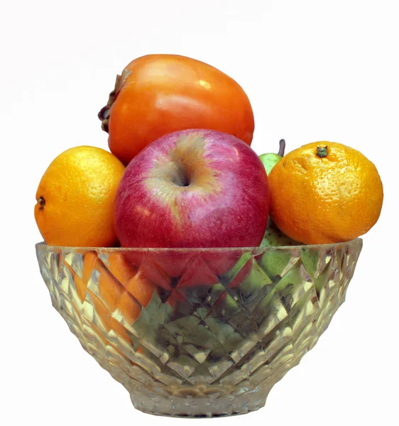 Плоды в вазе, изолированные — стоковое фото