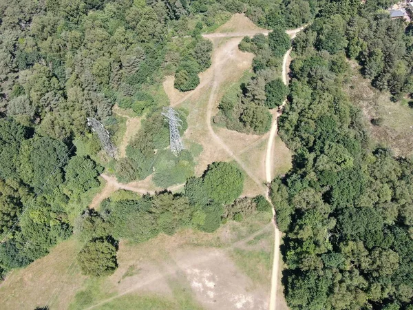 Vista aerea di alberi, parchi e sentieri — Foto Stock