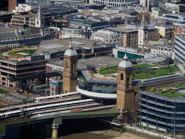 Luchtfoto van Cannon Street station in het hart van de stad Londen — Stockfoto