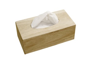 Ahşap kutusunda kağıt mendil