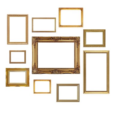 beyaz izole antika altın resim çerçeveleri
