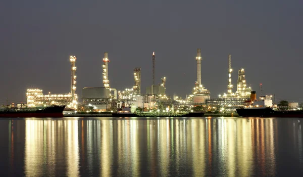 Oil refinery along the river Stock Picture