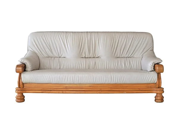 Biała skórzana sofa vintage — Zdjęcie stockowe