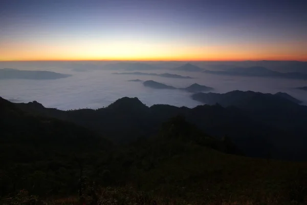 Sea Fog Mountain Hills Beautiful Sky Background — Stock Photo, Image